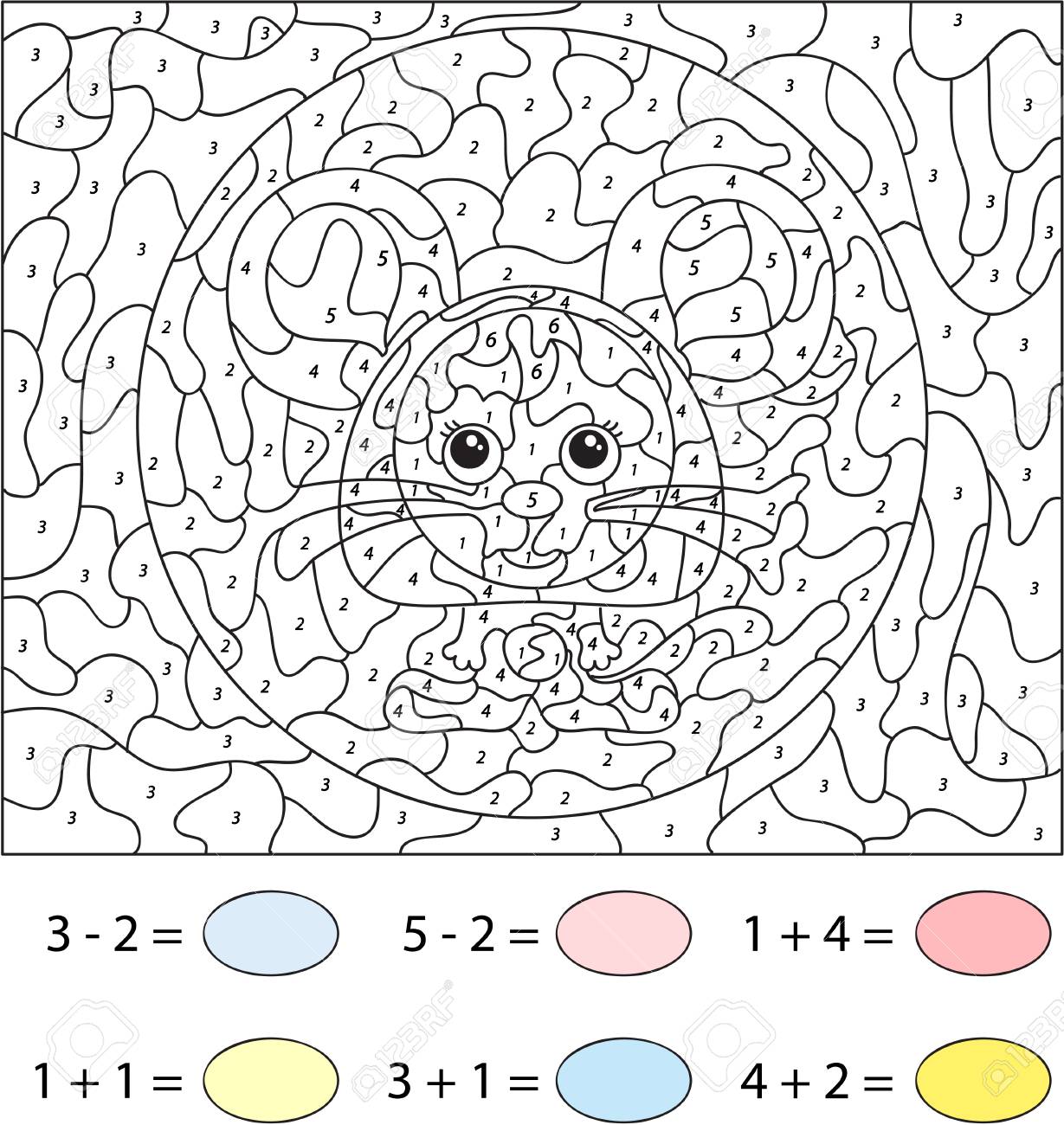 Desenhos Animados Pirata Cor Por Número Crianças Jogo. Colorir