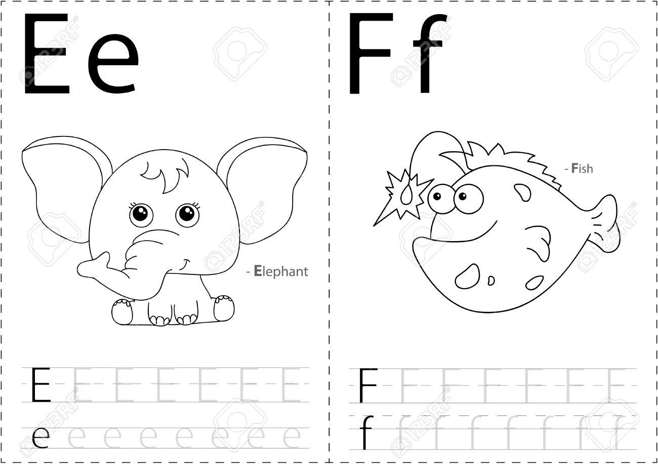 worksheet Alphabet Tracing Worksheet cartoon elephant and fish alphabet tracing worksheet writing a z coloring book educational