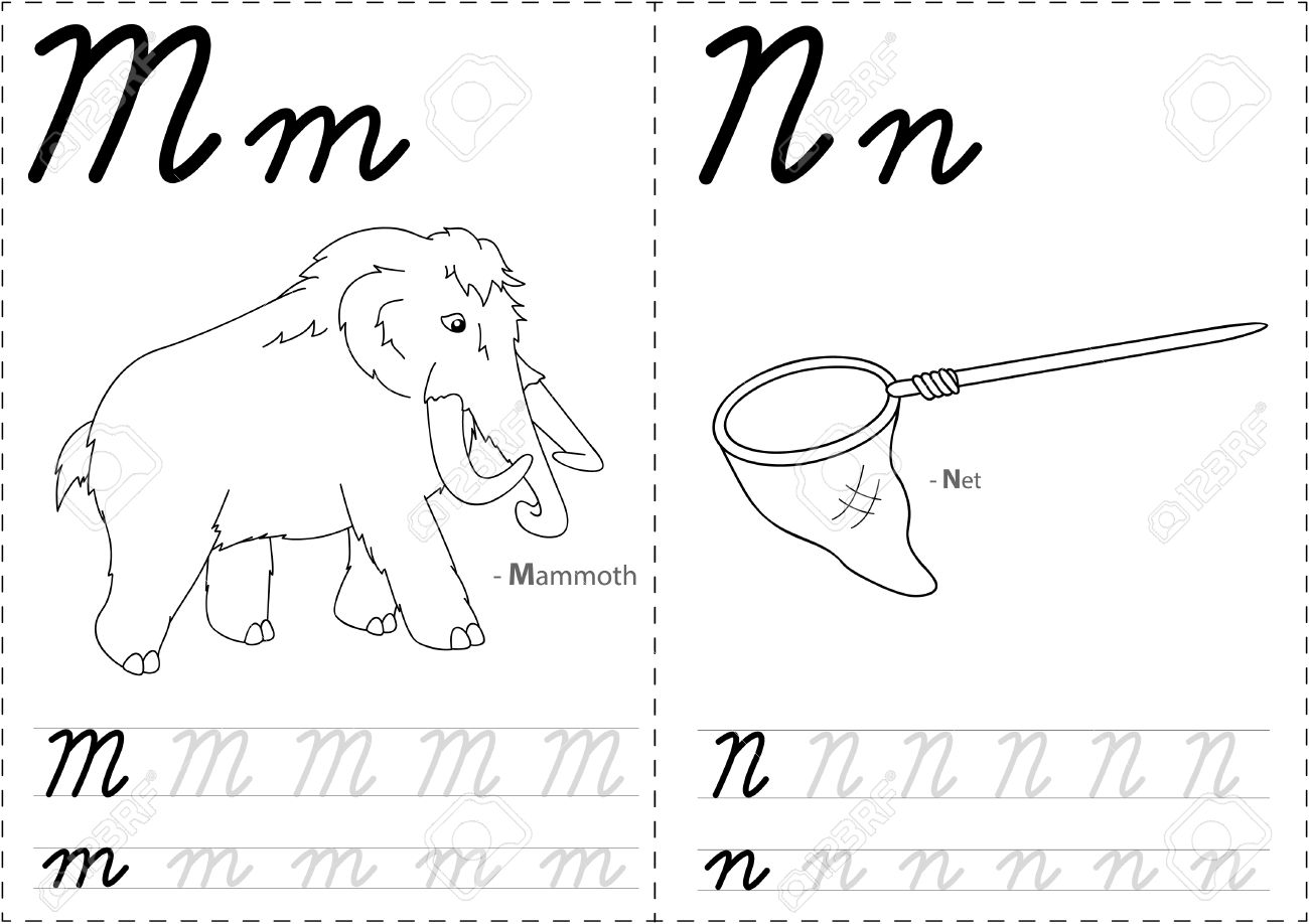 Mammouth Dessin Anime Et Net Alphabet Tracage Feuille Ecriture Az Livre De Coloriage Et De Jeux Educatifs Pour Les Enfants Clip Art Libres De Droits Vecteurs Et Illustration Image 56397891