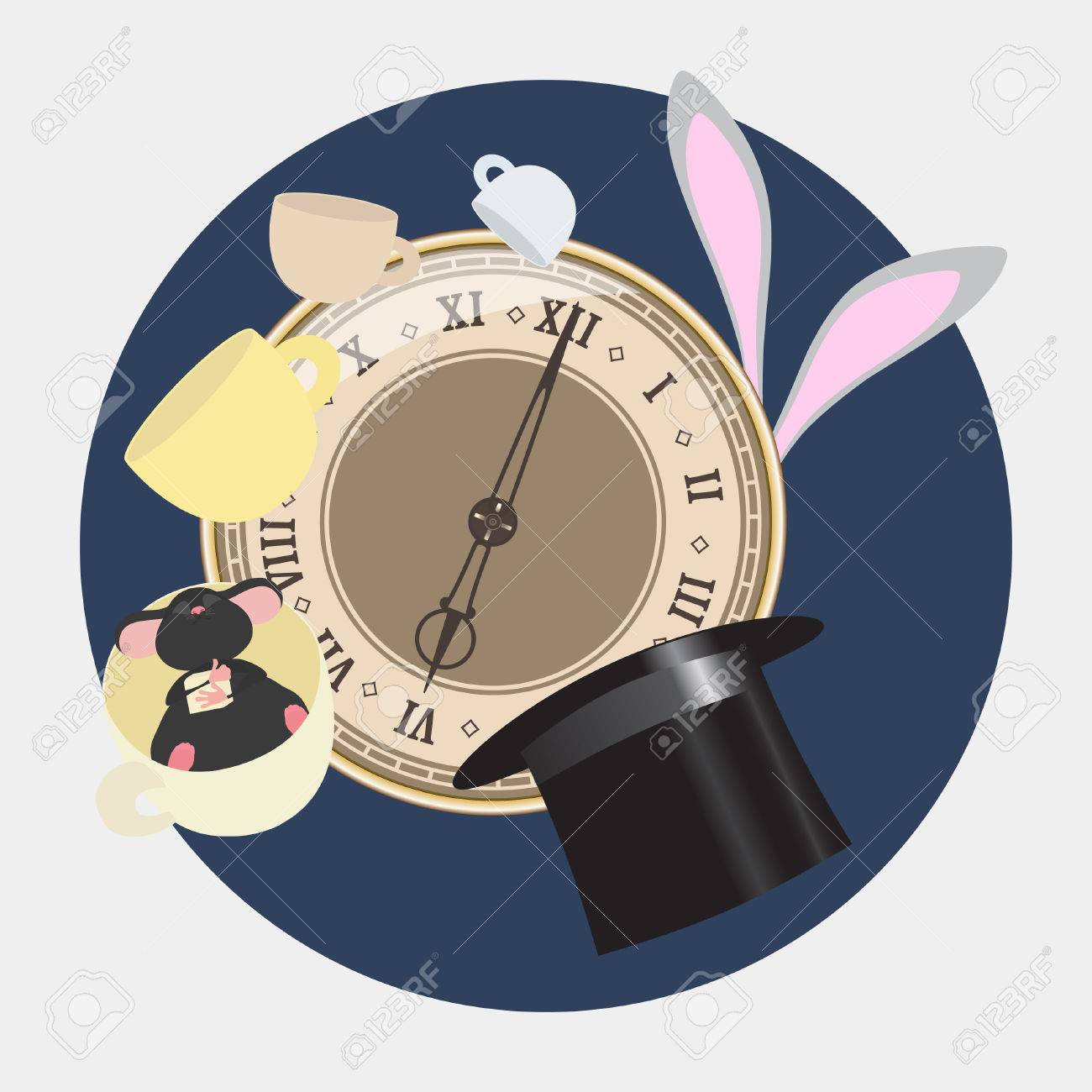 Alice In Wonderland Mad Tea Party With Hatter Dormouse And White Rabbit Alice In Wonderland Retro Illustration Royalty Free Cliparts Vectors And Stock Illustration Image
