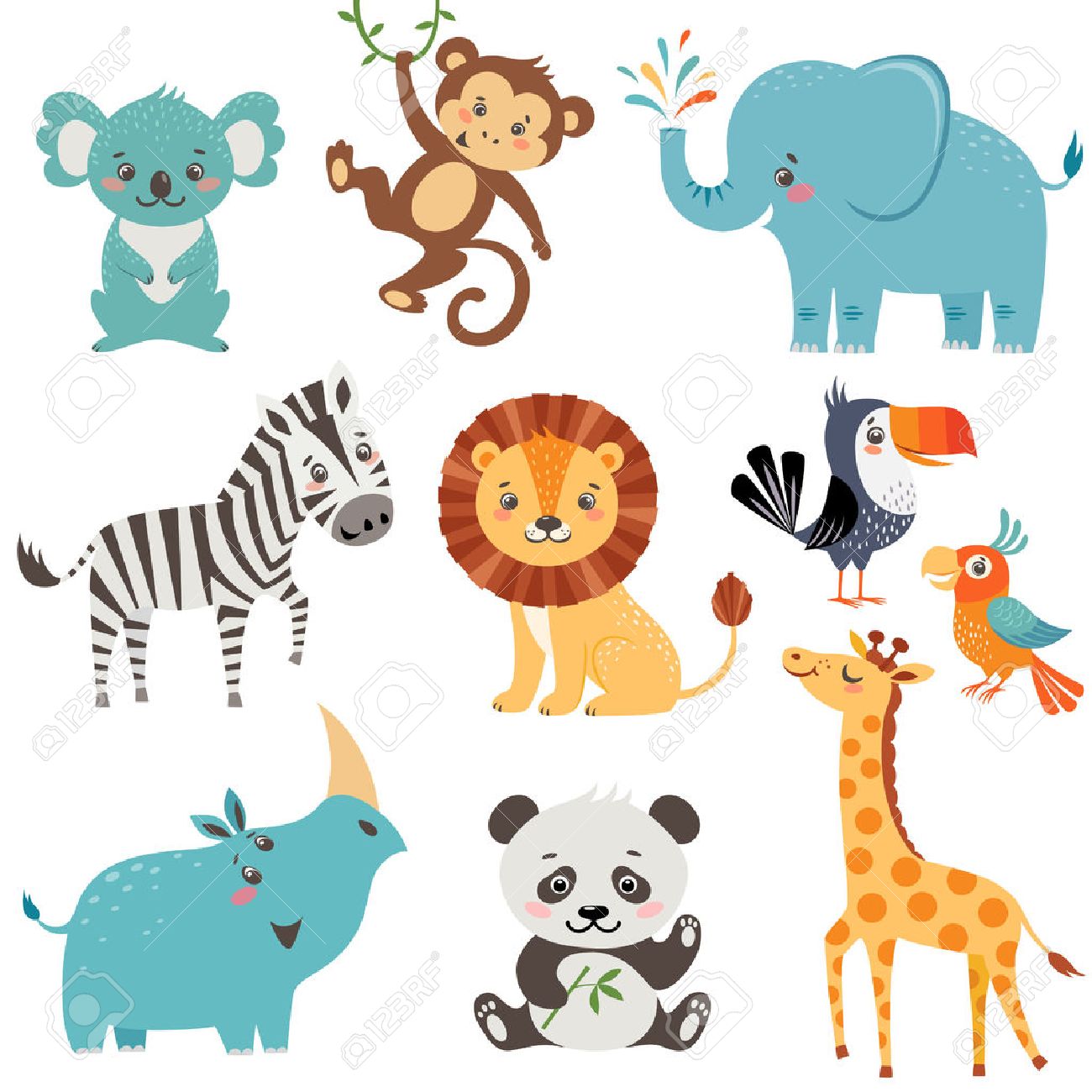 Set of cute animals isolated on white background - 51358394 Set of cute animals isolated on white background - 51358394