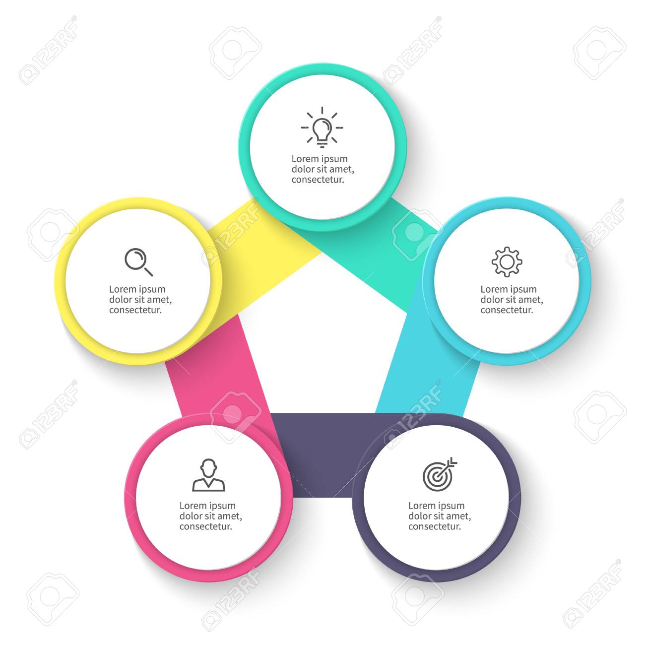 ビジネスのインフォ グラフィック。図、チャート、5 つのステップでグラフ。ベクター デザイン要素。のイラスト素材・ベクター Image 60928061