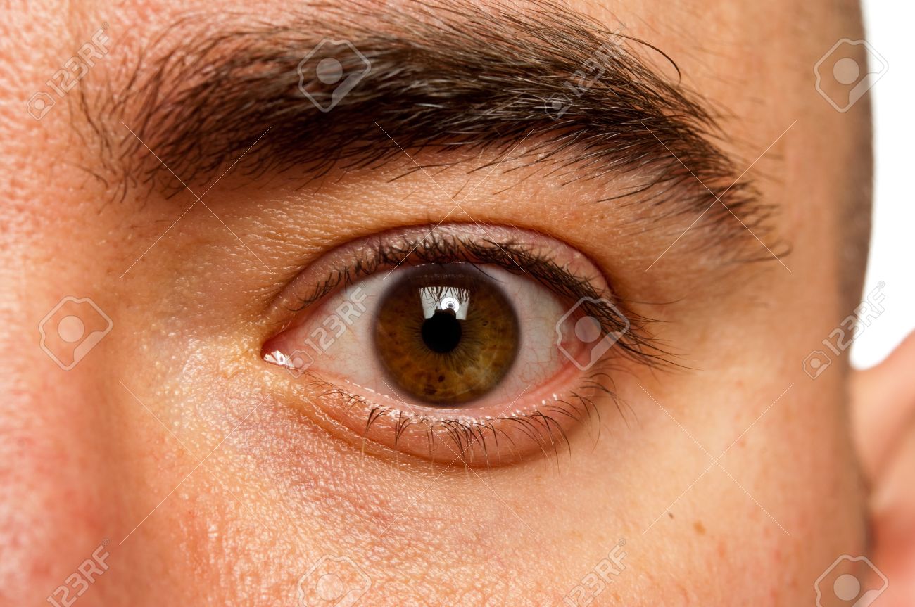 Close Up Image Of A Man S Brown Eye Stock Photo Picture And