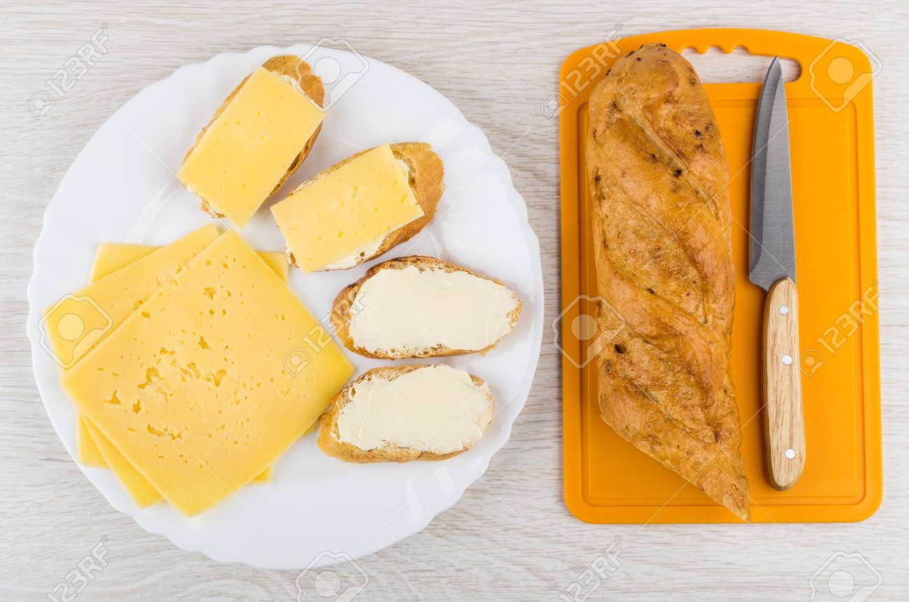 Slices Of Cheese Sandwiches With Cheese And Butter In Plate Stock Photo Picture And Royalty Free Image Image