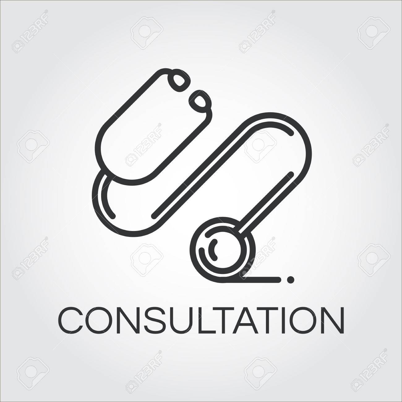 聴診器アイコンをアウトライン スタイルで描画します 医学相談のラベル概念 ボタンのシンプル ライン ロゴ デザイン Web サイトや携帯アプリ コンター グラフィックスをベクトルのイラスト素材 ベクタ Image