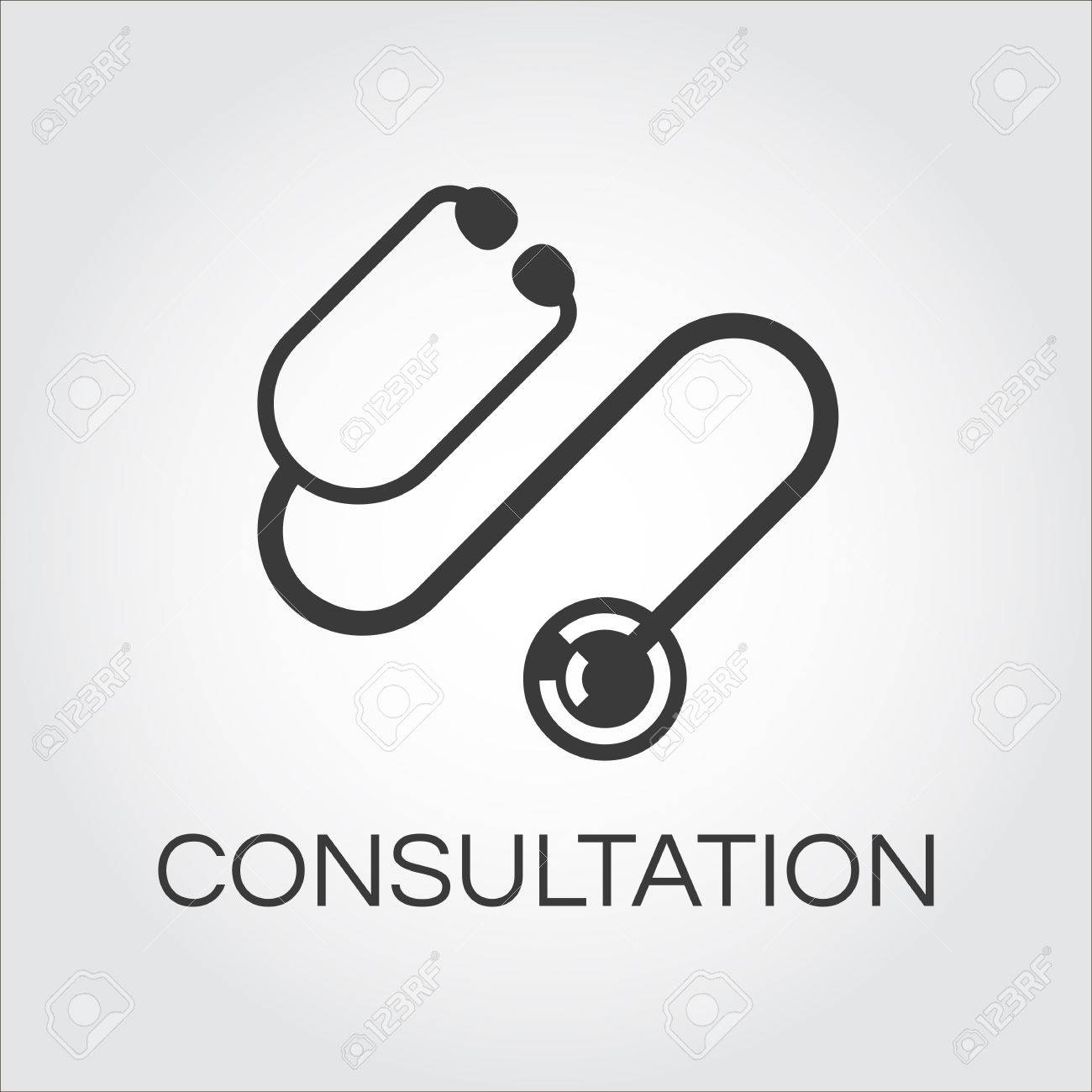 stethoscope icon drawn in flat style label concept of medicine stethoscope logo