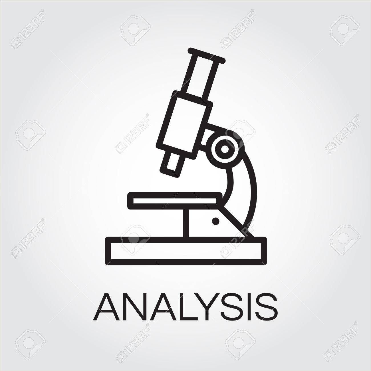 Black Microscope Icon On A Light Gray Background. Label Drawn ...