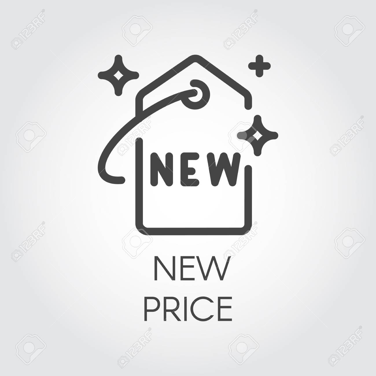 New Price Contour Icon. Badge Price-tag For Online And Offline Stores,  Sites And Mobile Apps. Graphic Outline Labels For Offers, New Collections,  Black Friday. Marketing Sign. Vector Illustration Royalty Free SVG,  Cliparts,