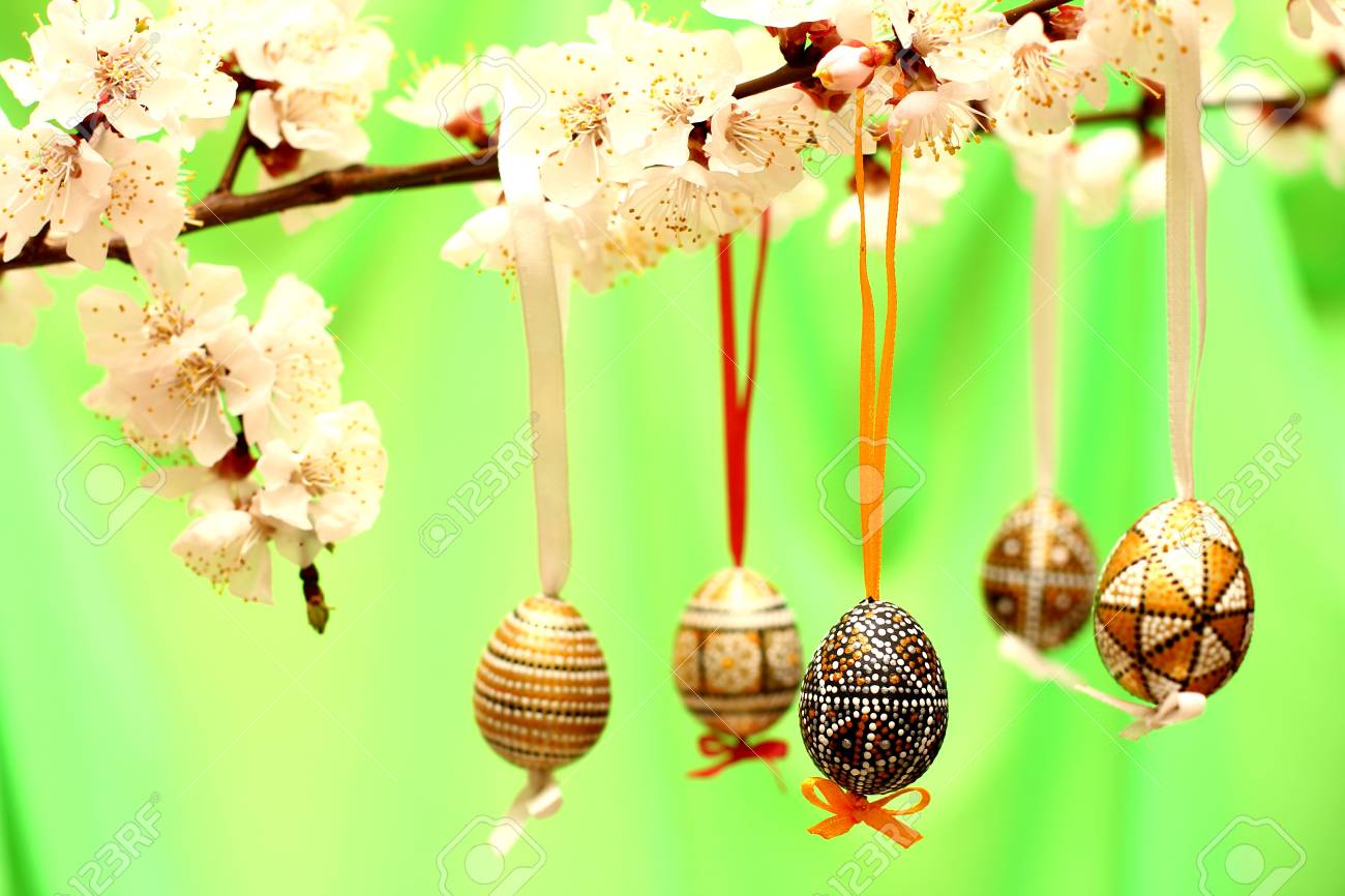 easter eggs on flowering