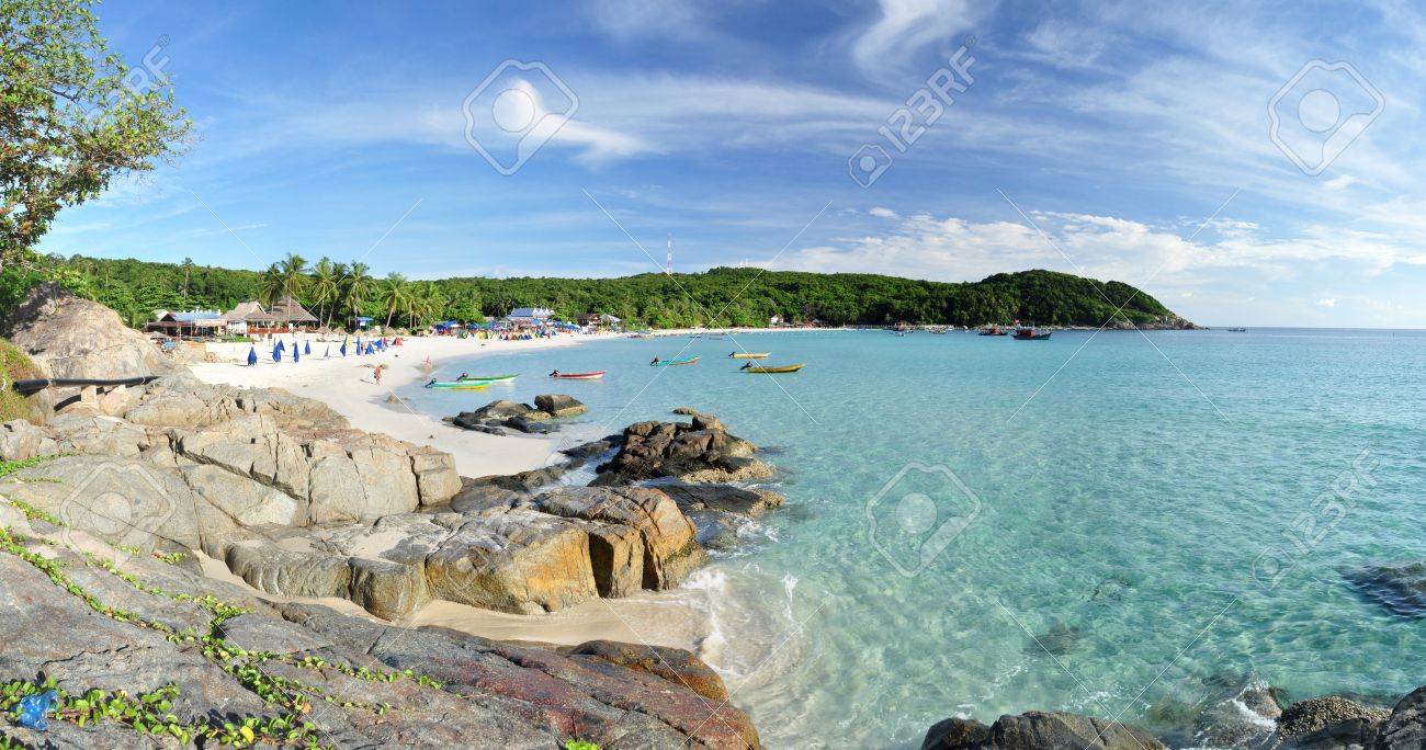 Panorama Of Long Beach On The Small Perhentian Island (Perhentian Kecil) In  Malaysia. Stock Photo, Picture and Royalty Free Image. Image 34513645.