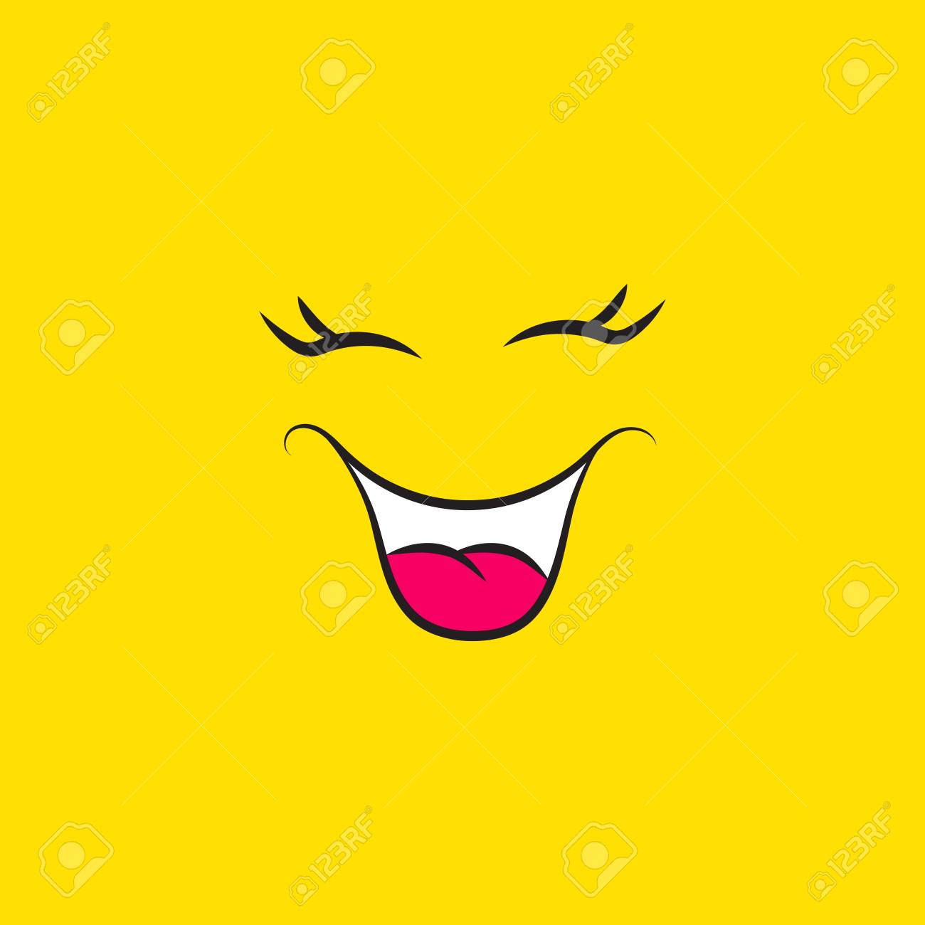 Funny Smiley Face Icon On Yellow Background. Laughing Emoji Mood Emotions  Expressions Vector. Royalty Free SVG, Cliparts, Vectors, And Stock  Illustration. Image 109811620.