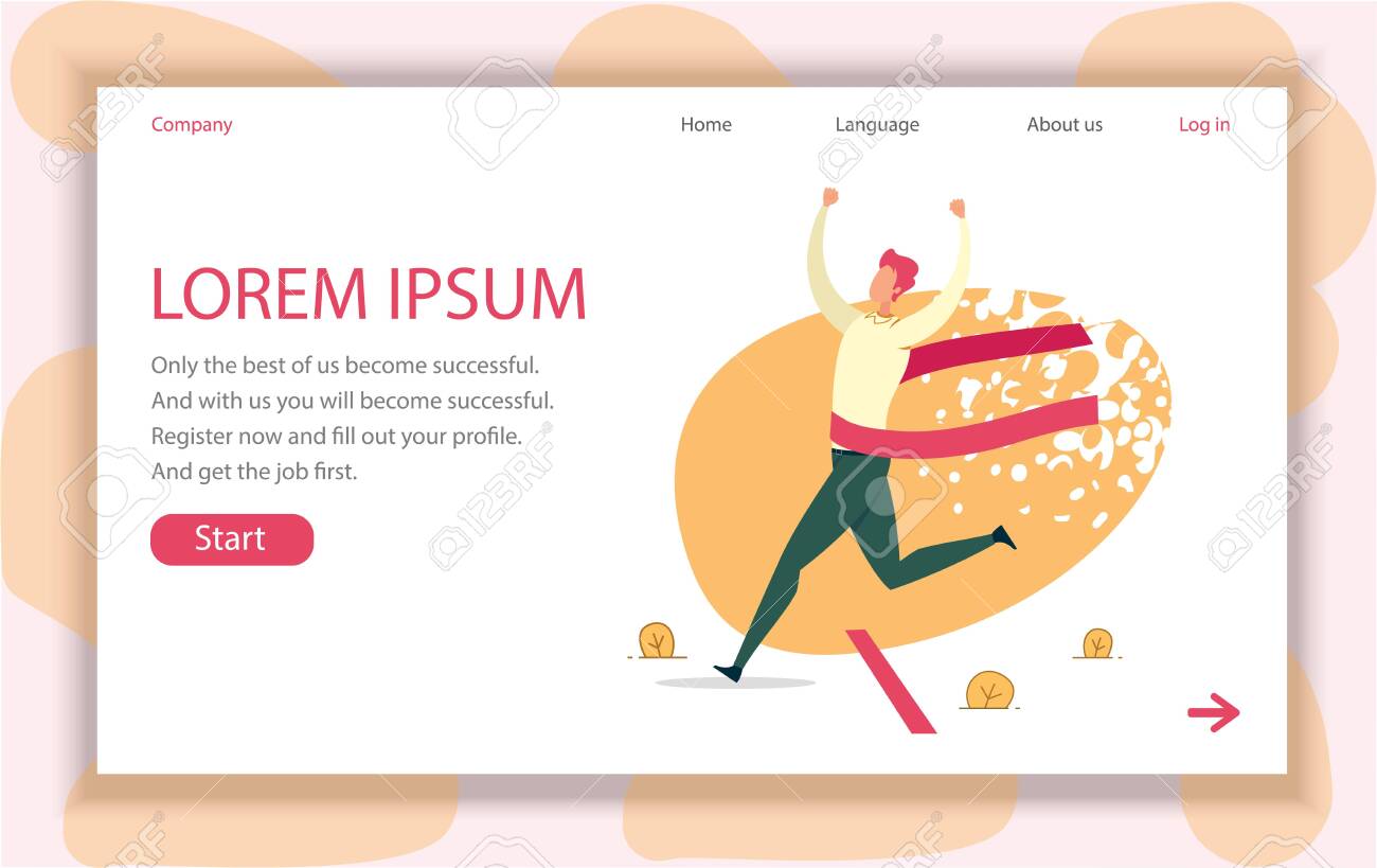 Company Employee Succeeded In Race Vector Banner Royalty Free
