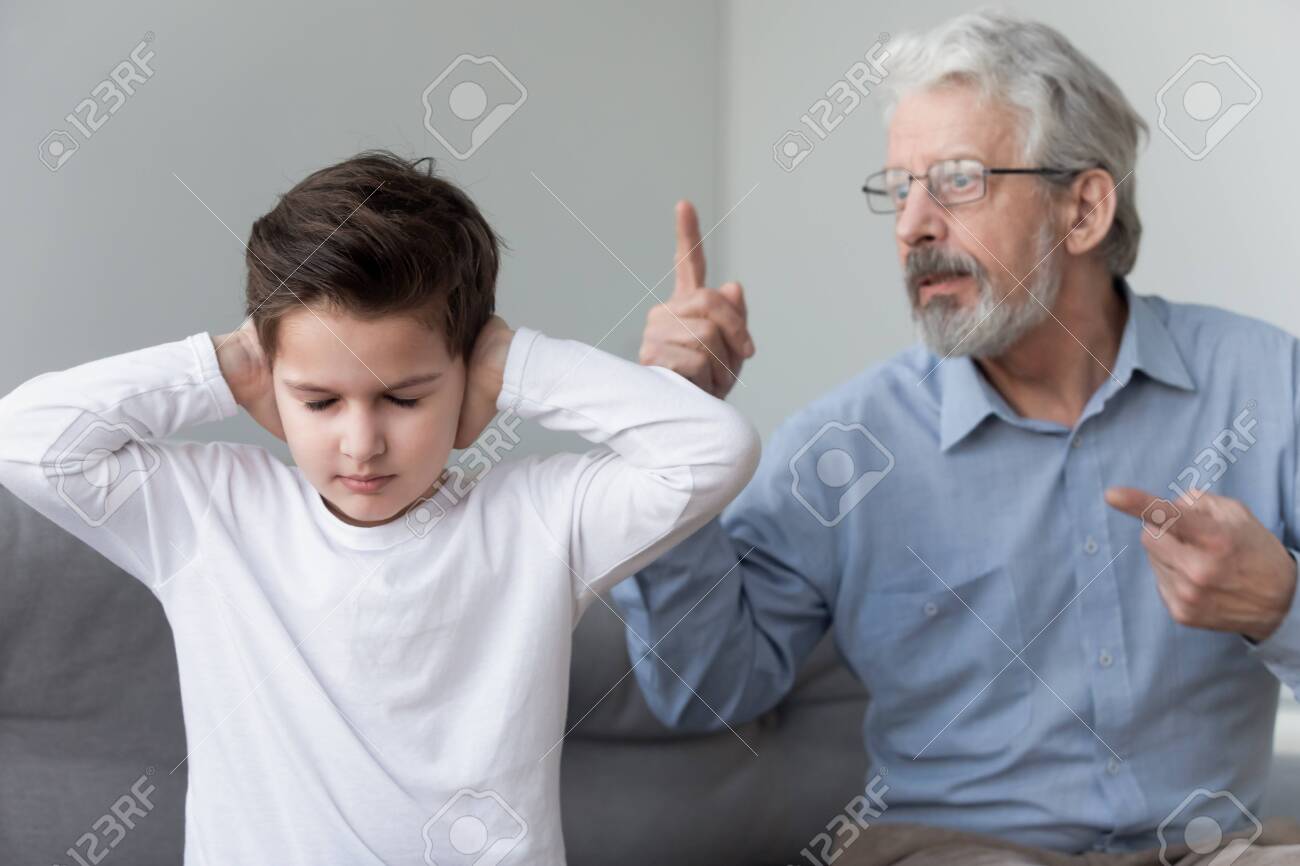 Granddaughter Touching Granddad Granddaughter Touching Granddad
