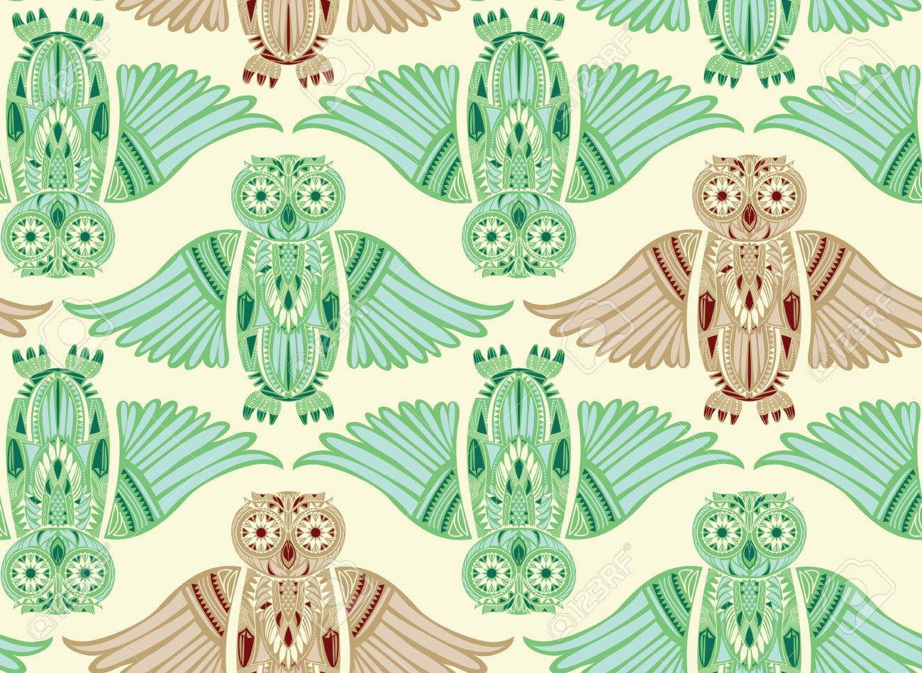 Lumière Tracé Manuel Motif De Hibou Abstrait Conception De Surface élégante Dessin Oiseau Antique