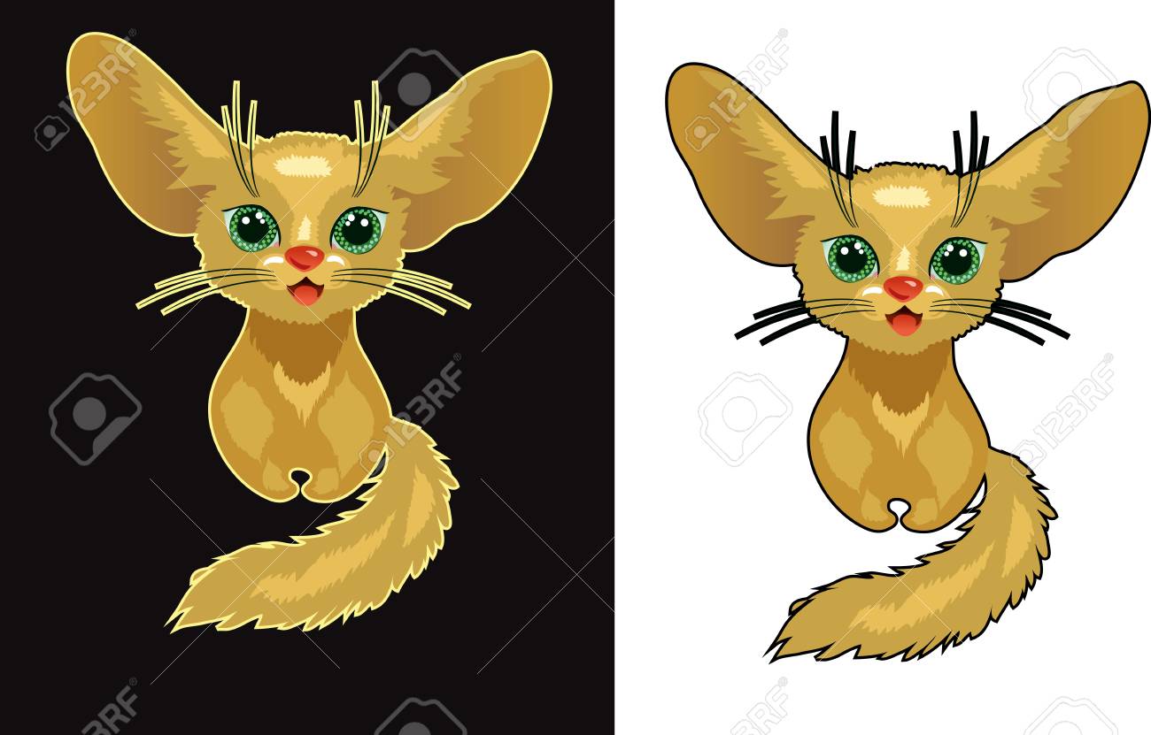 かわいいキツネのイラスト 楽しい素敵な動物 フェネック文字 のイラスト素材 ベクタ Image