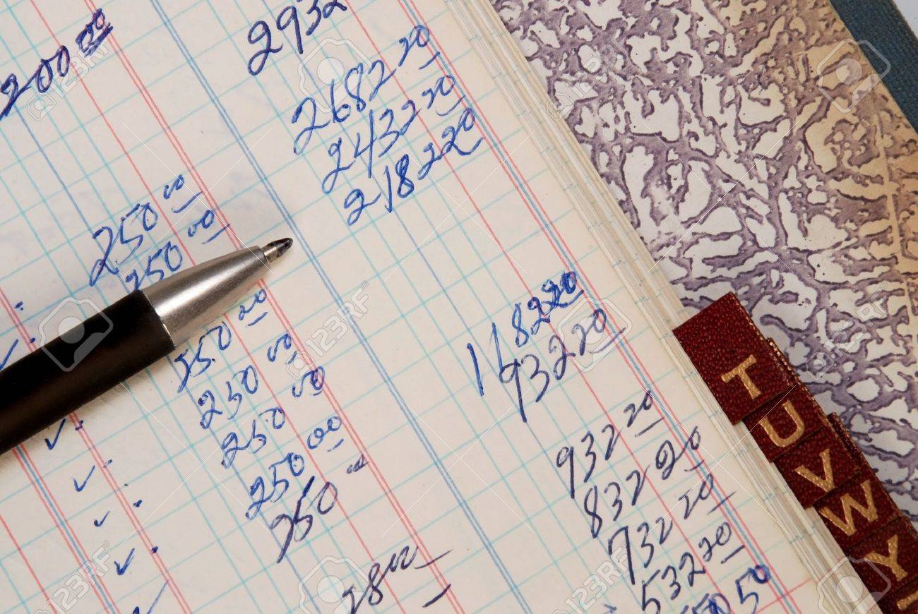 vintage accounting ledger with alphabetical tag stock photo picture
