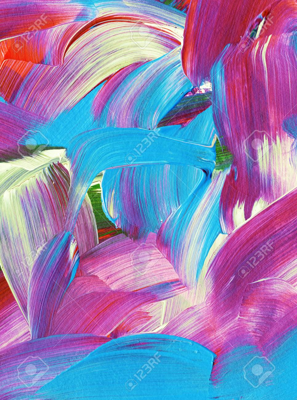 ◇ カラフル♪油彩画 ◇ 美しいカラフルな抽象画油絵の写真素材・画像, image size:965x1300