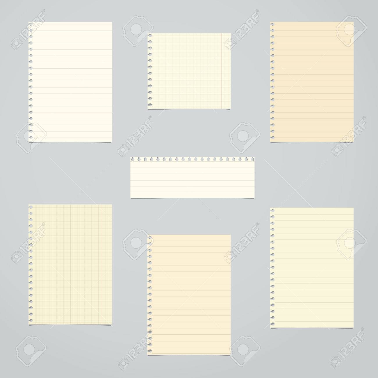 brown ruled and math blank notebook paper sheets are stuck on light brown sheets