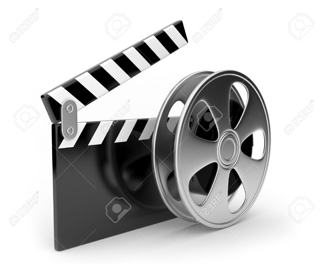 Film And Clap Board Movies Symbol 3d. Isolated Stock Photo, Picture and  Royalty Free Image. Image 12780382.