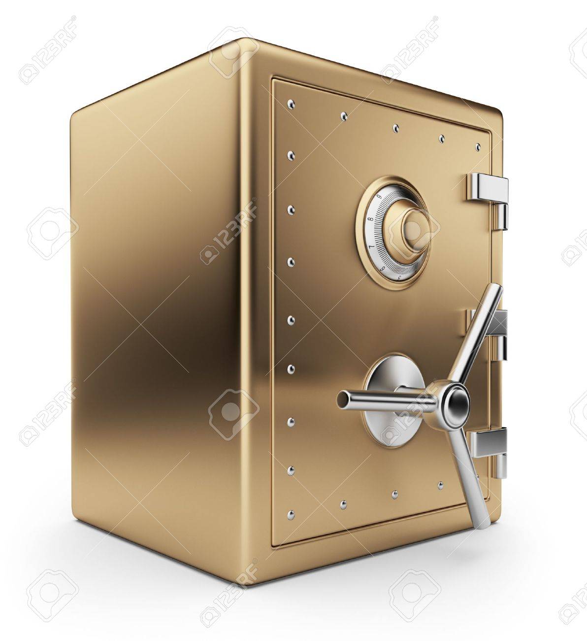 Golden safe box 3D Bank vault Isolated on white background - 13533320 Golden safe box 3D Bank vault Isolated on white background - 13533320