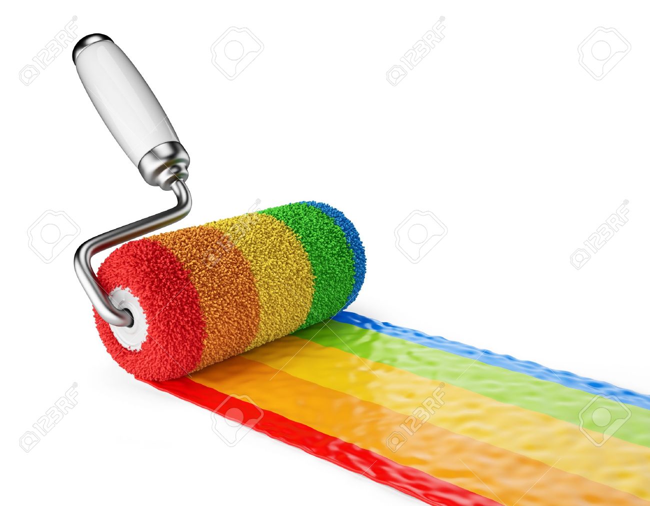 Multicolored paint roller 3D Icon isolated on white - 14099031 Multicolored paint roller 3D Icon isolated on white - 14099031