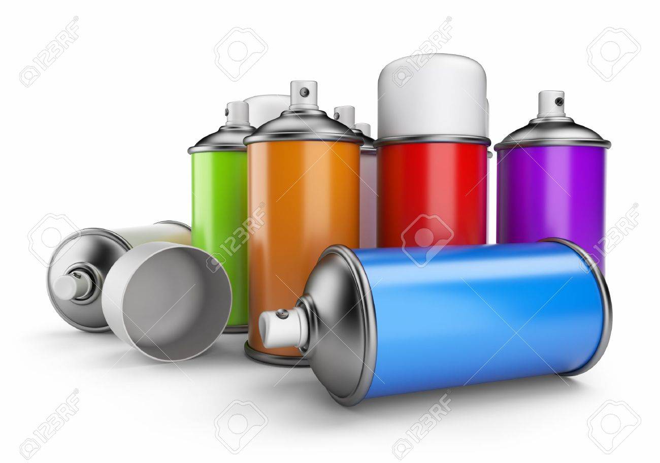 Group of spray can 3D icon isolated on white background - 14099030 Group of spray can 3D icon isolated on white background - 14099030