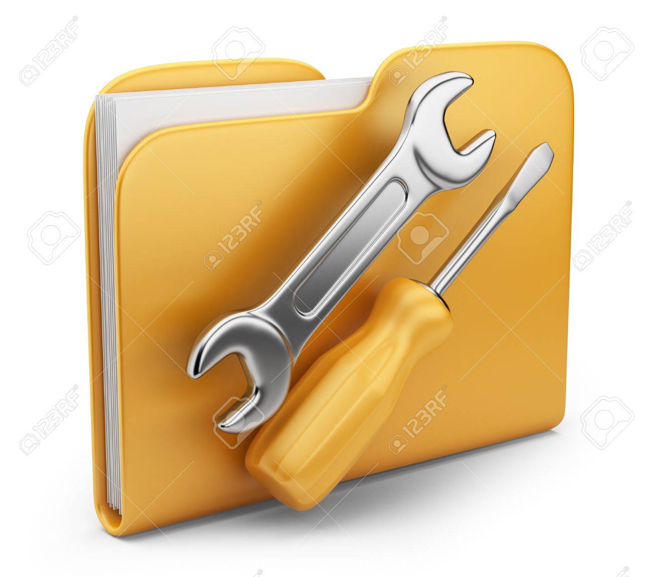 Folder with tool 3D computer icon isolated on white - 14846792 Folder with tool 3D computer icon isolated on white - 14846792