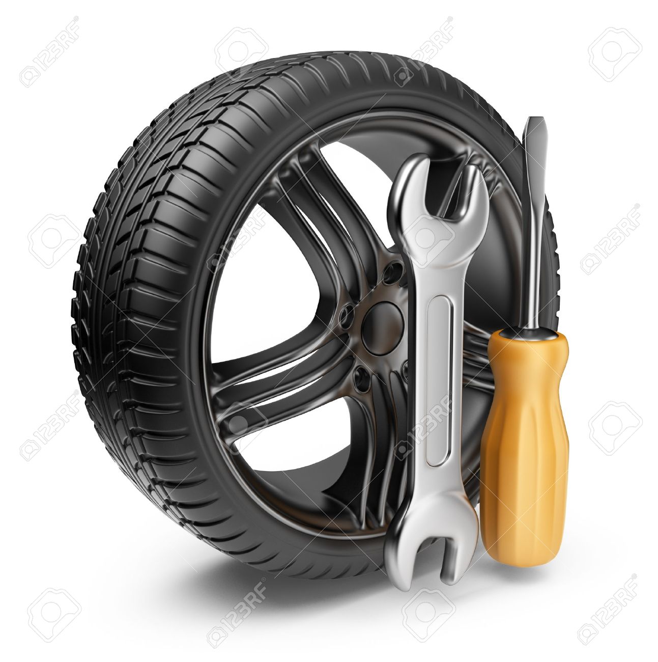 Wheel and tools Car service 3D Icon isolated on white background - 15940119 Wheel and tools Car service 3D Icon isolated on white background - 15940119