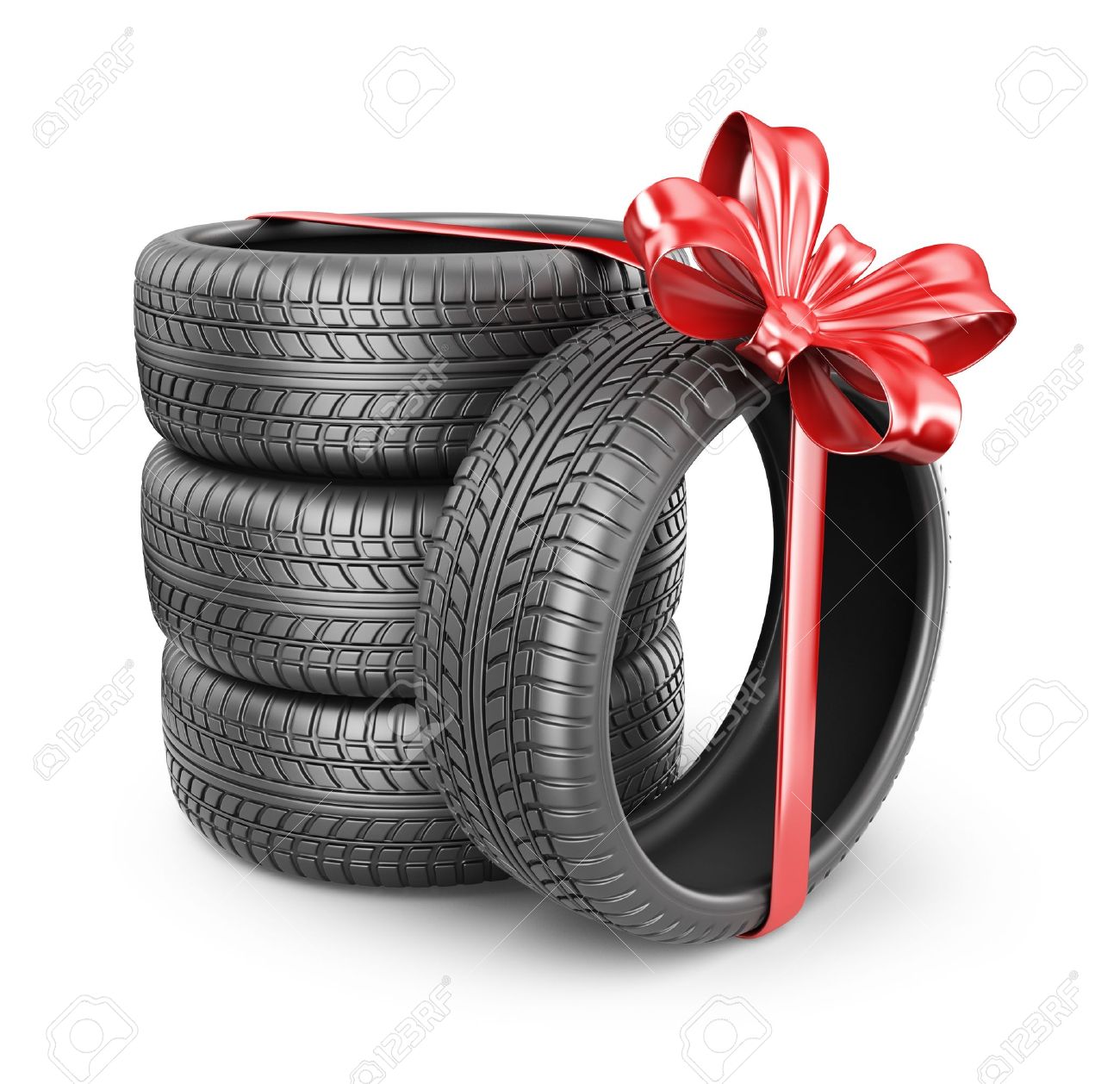 Tyres with a red ribbon - 21919244 Tyres with a red ribbon - 21919244