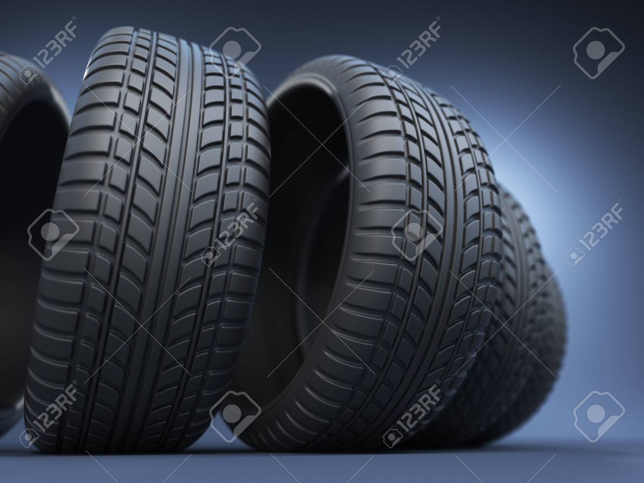 rubber tire or tyre 3D, on blue - 57515202 rubber tire or tyre 3D, on blue - 57515202