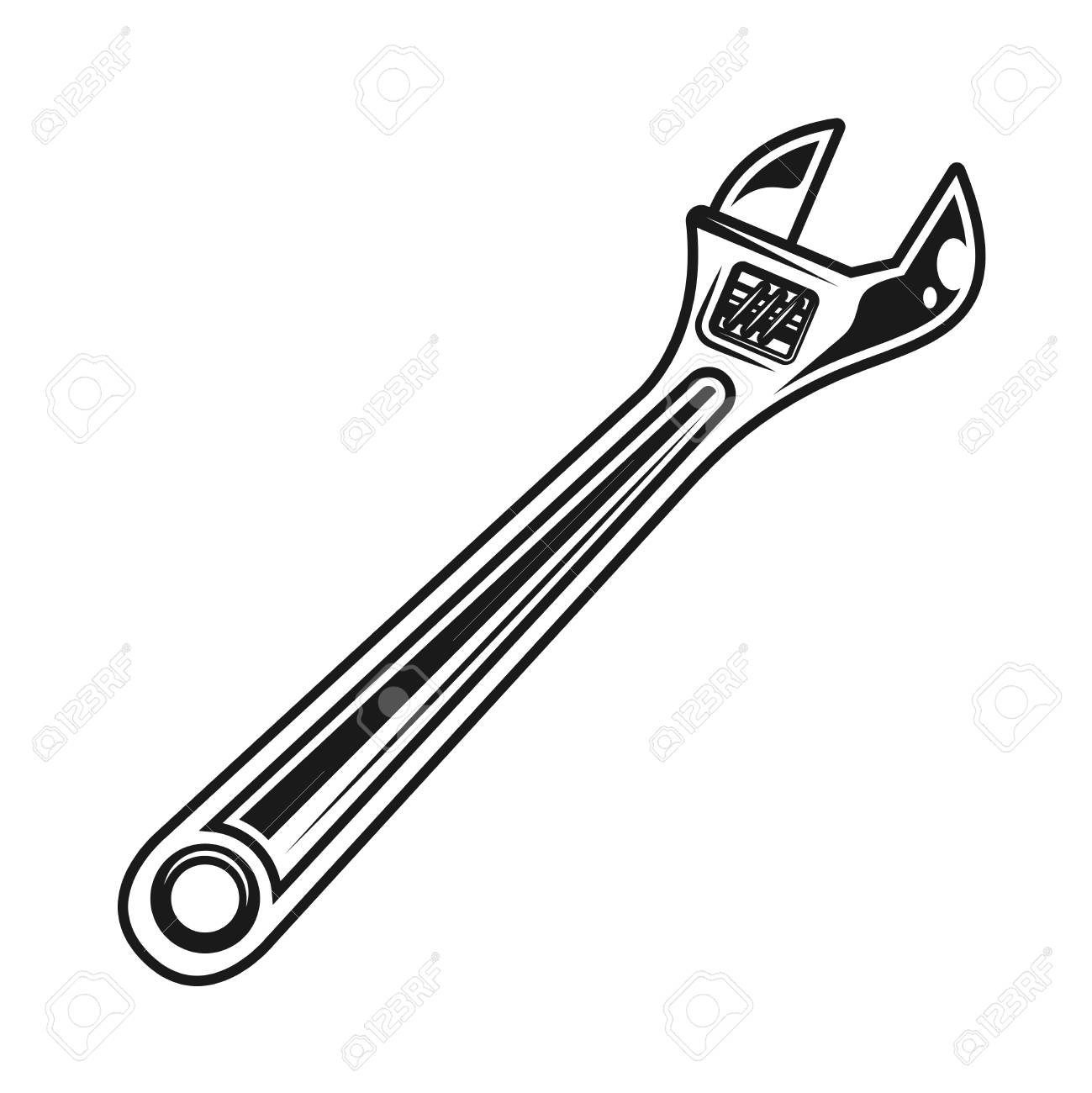 Adjustable monkey wrench. vector illustration Stock Vector