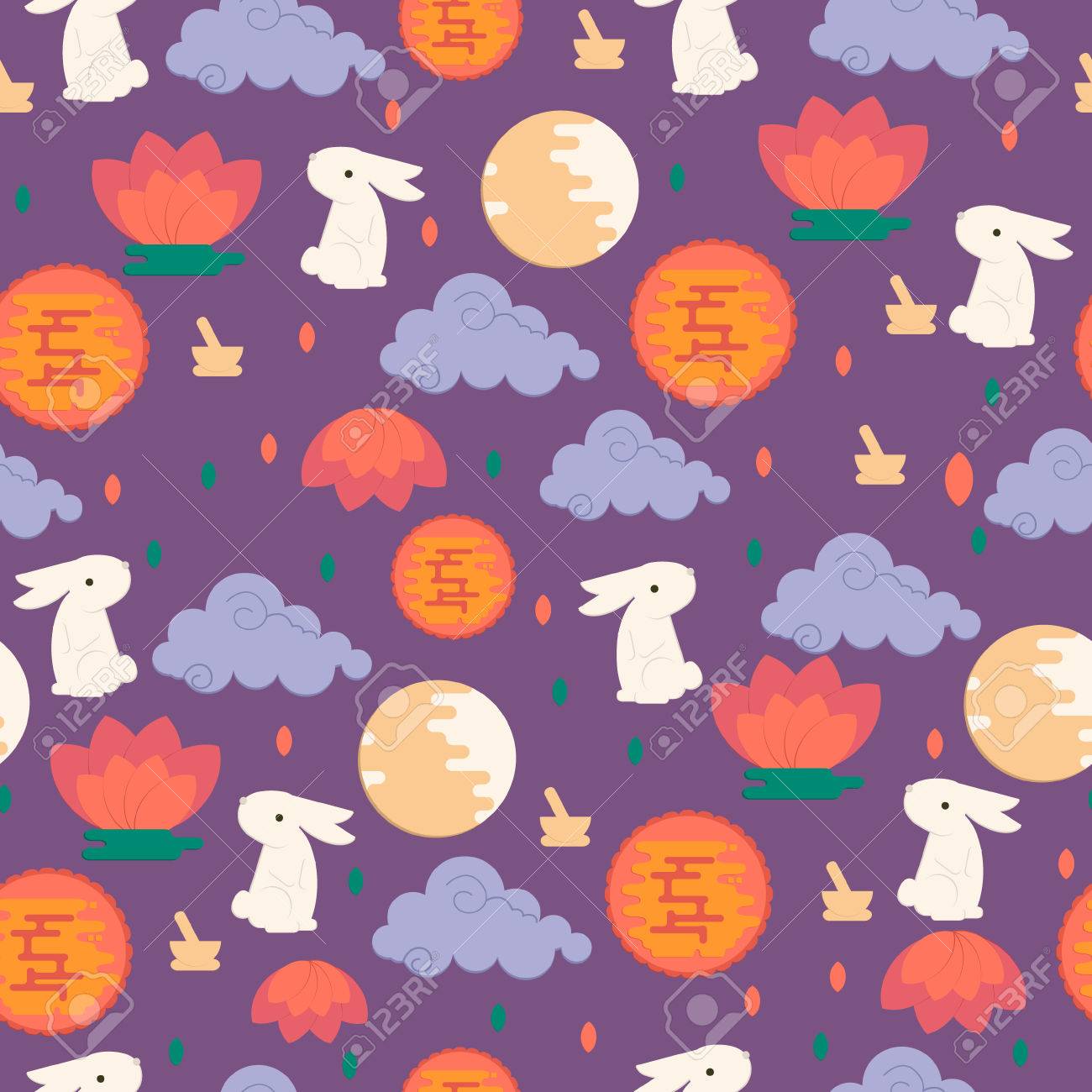 Chinese Mid Autumn Festival Seamless Pattern Vector Lunar Festival Royalty Free Cliparts Vectors And Stock Illustration Image 61958874