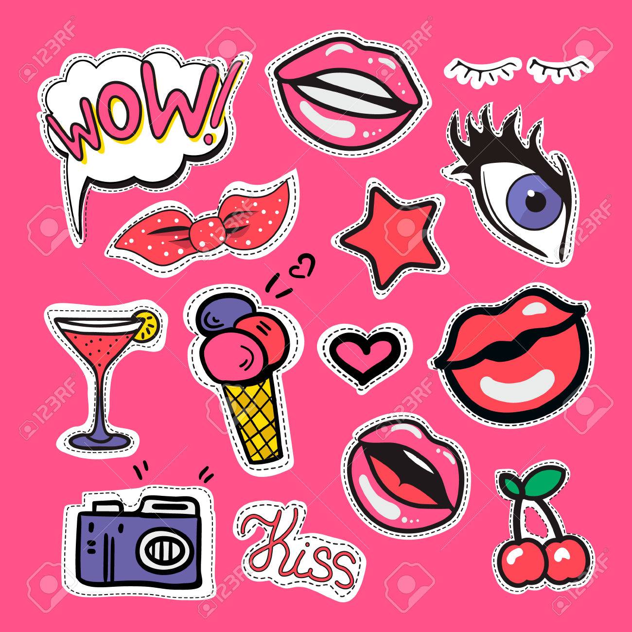 stickers patches and handwritten