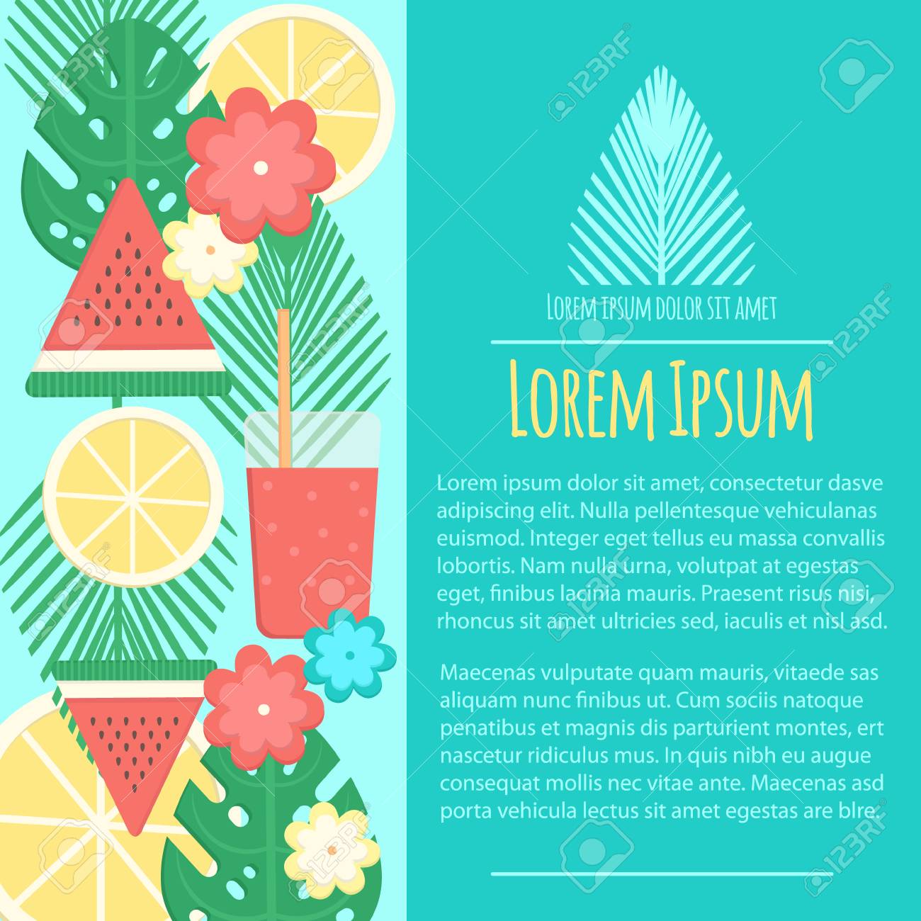summer letterhead template in flat style vector business template