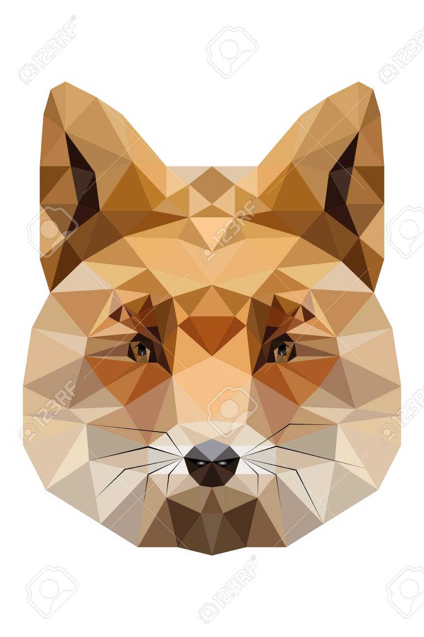 キツネ顔 ユニークなアートワーク設計に役に立つの低ポリのイラスト素材 ベクタ Image