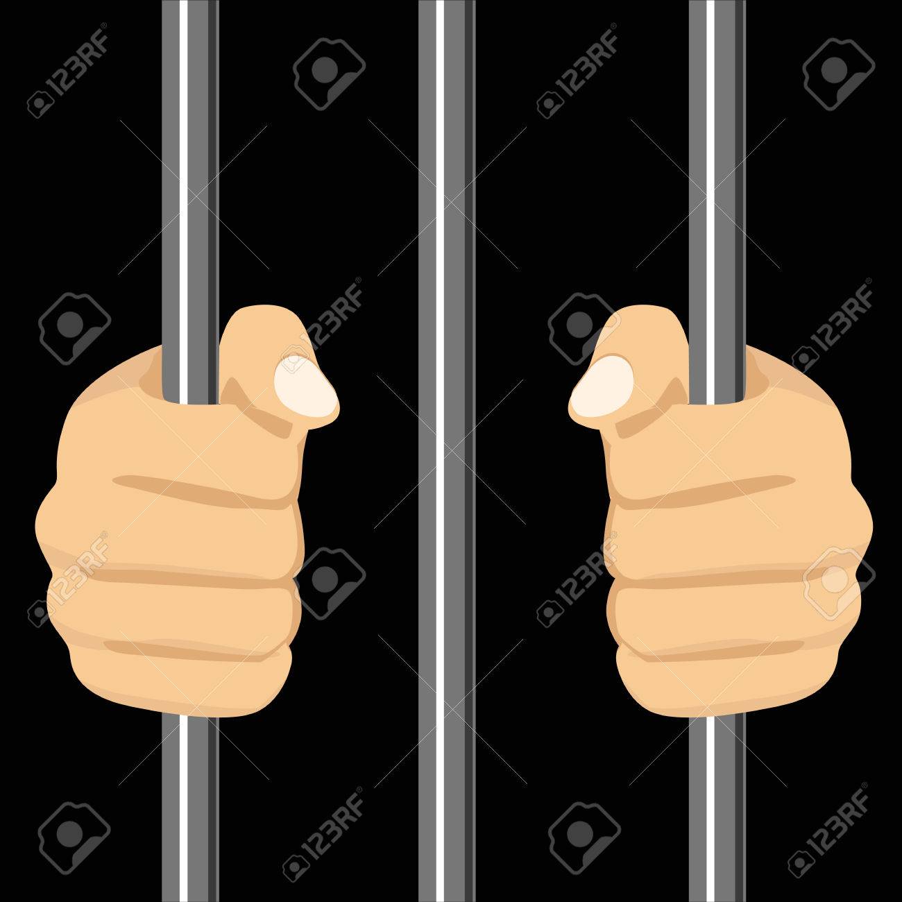 Ilustración Recortada De Una Persona Encerrada Entre Rejas ...