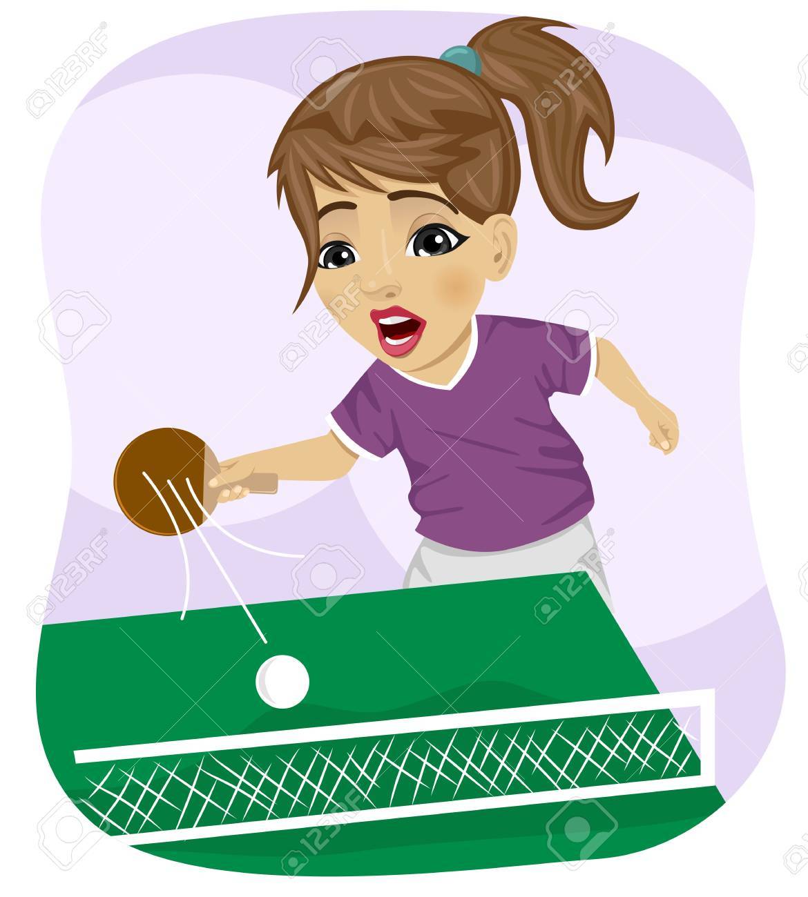 счастливые дети бегают. дети спортсмены. девушка с двумя телефонами. играющие в настольный теннис вектор. She enjoy playing.