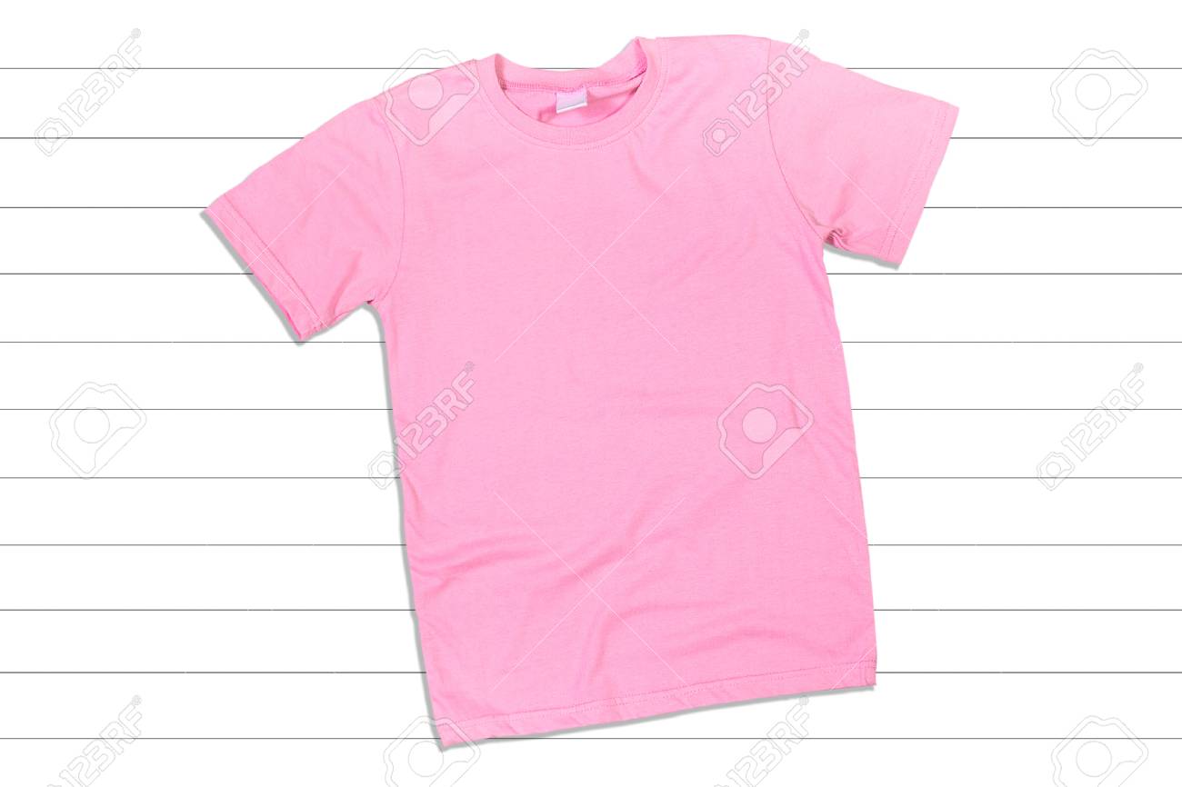 Download Pink T Shirt Mockup Flat Lay On A White Wooden Background Stock Photo Picture And Royalty Free Image Image 108210147