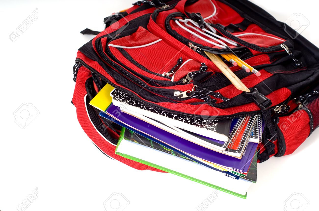 backpack full of school supplies