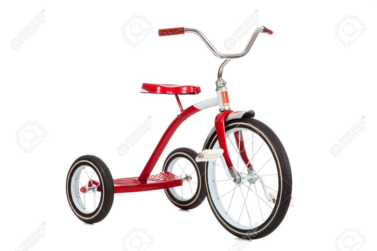 red and white tricycle