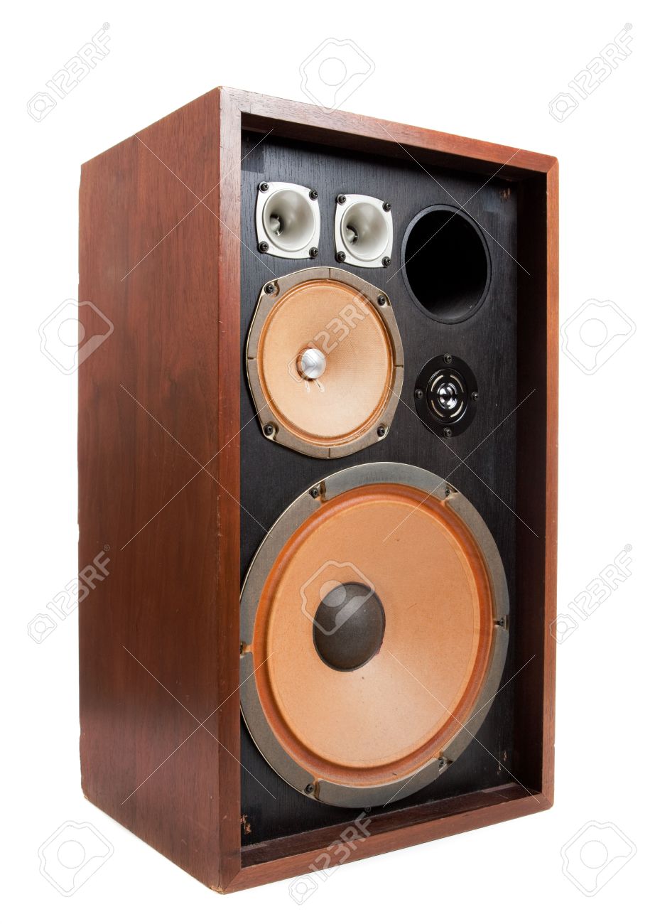 High End Speakers >> A Vintage High End Stereo Speaker On A White Background High End Speakers >> A Vintage High End Stereo Speaker On A White Background