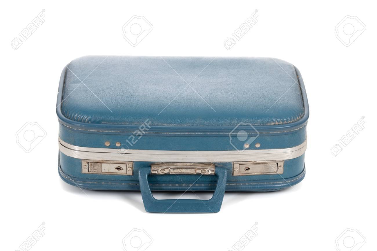 old blue suitcase