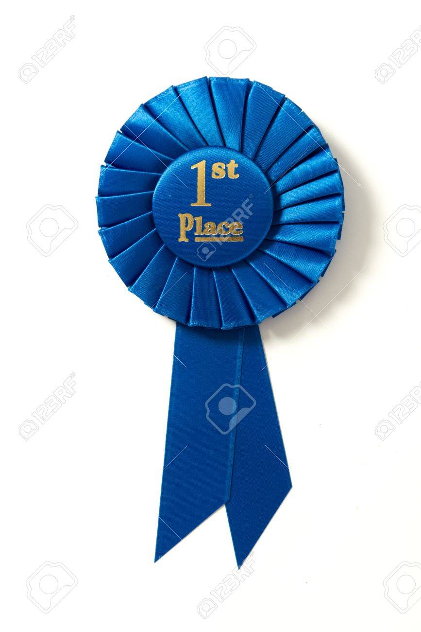 a first place blue ribbon on a white background stock photo picture first place blue ribbon