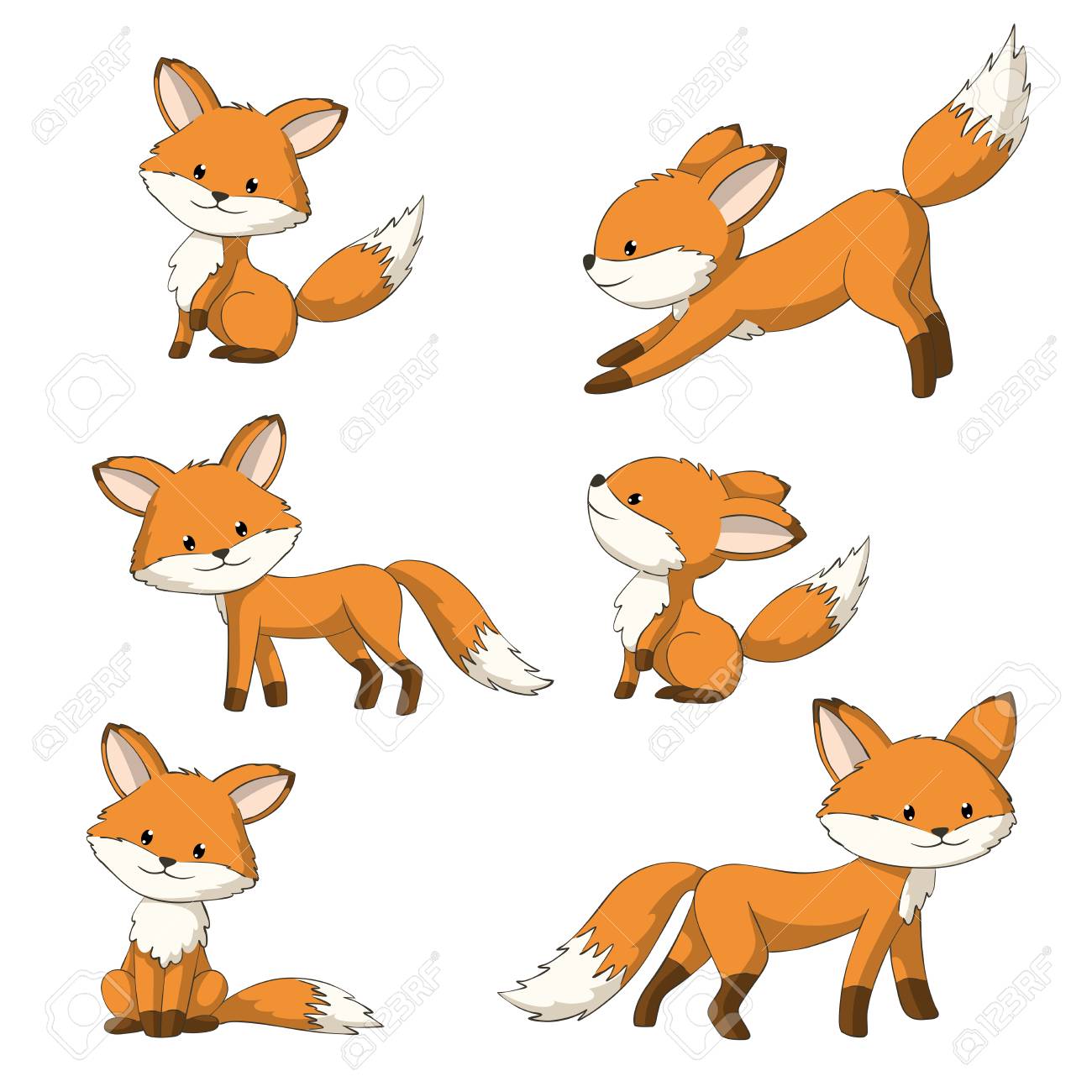 Collection Of Some Cute Foxes Hand Draw Illustration Royalty Free Cliparts Vectors And Stock Illustration Image 126495020 123rf