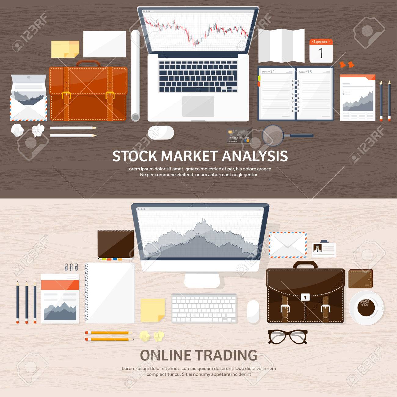 vector illustration flat background market trade trading platform trade account format