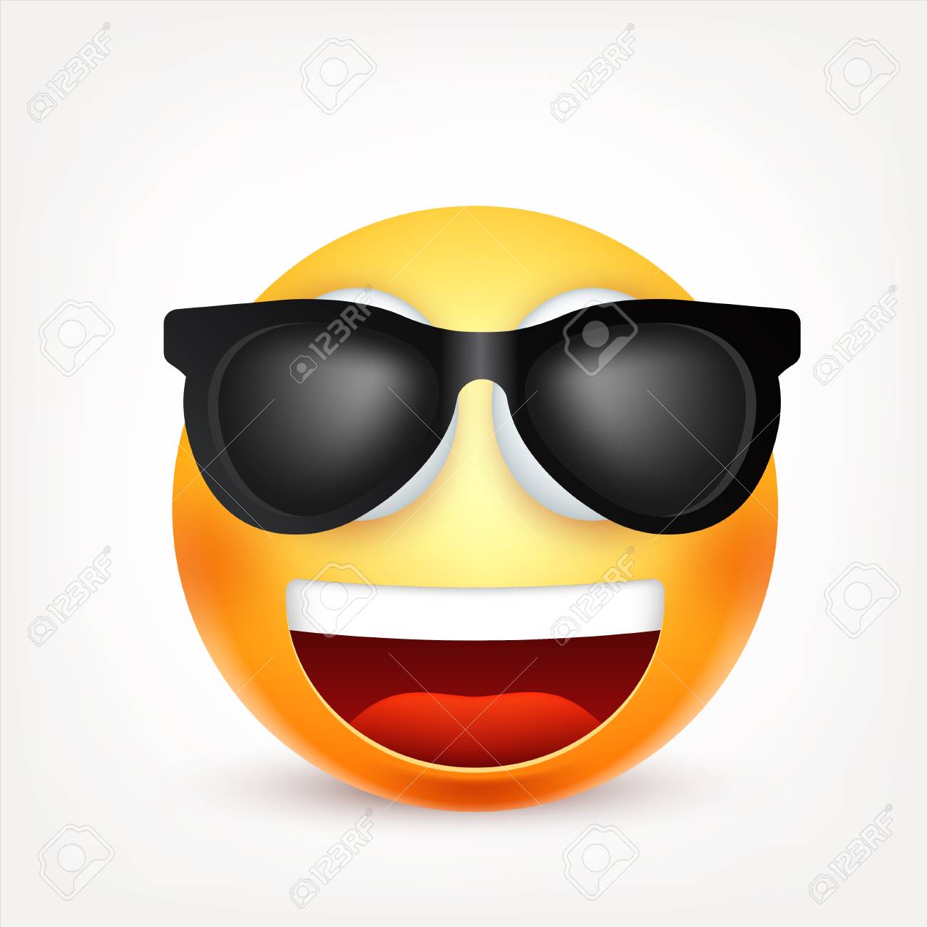Ein Smiley, Emoticon. Gelbes Gesicht Mit Emotionen. Gesichtsausdruck. 3D  Realistische Emoji Traurig, Glücklich, Wütend Gesichter.funny Cartoon  Charakter.mood. Web-Symbol. Vektor-Illustration. Lizenzfrei Nutzbare  Vektorgrafiken, Clip Arts ...