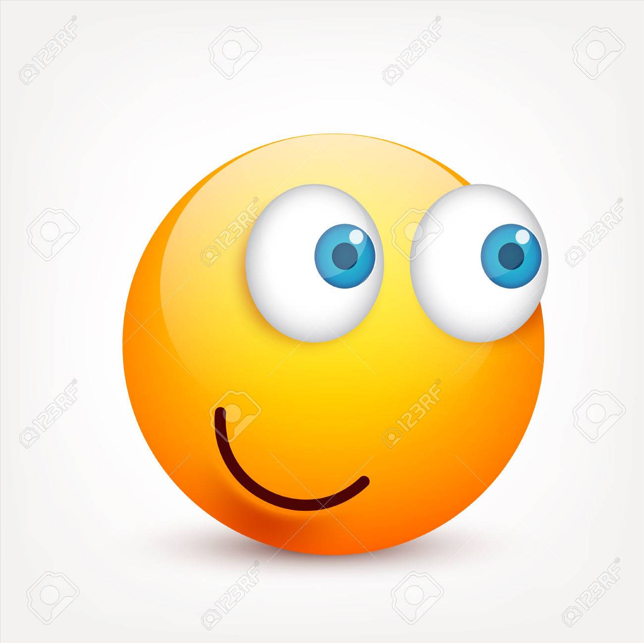 Smiley Con Ojos Azules, Emoticon. Cara Amarilla Con Emociones ...