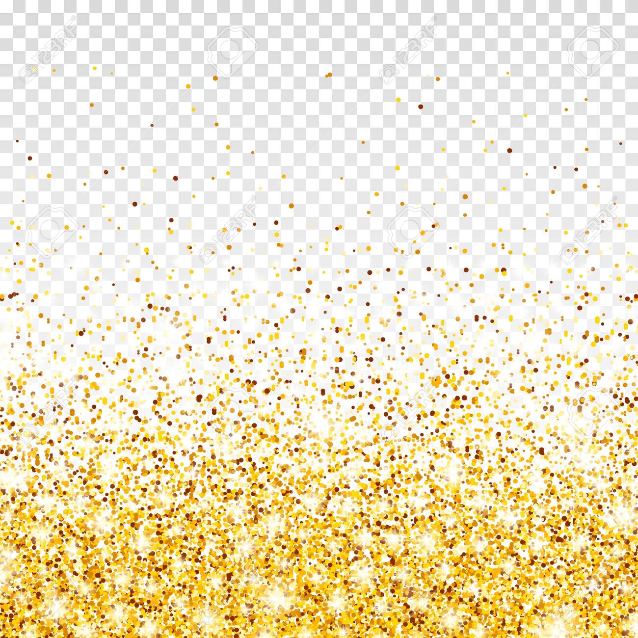 Sparkling Golden Glitter On Transparent Vector Background. Falling Shiny  Confetti With Gold Shards. Shining Light Effect For Christmas Or New Year  Greeting Card Royalty Free SVG, Cliparts, Vectors, and Stock Illustration.  Image, image size:1300x1300