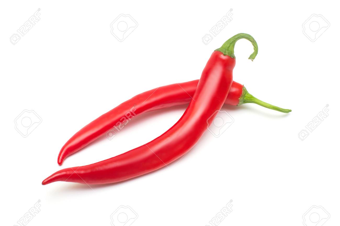 Red chili peppers isolated on white background. Creative spicy sharp. Flat lay, top view - 95203204 Red chili peppers isolated on white background. Creative spicy sharp. Flat lay, top view - 95203204