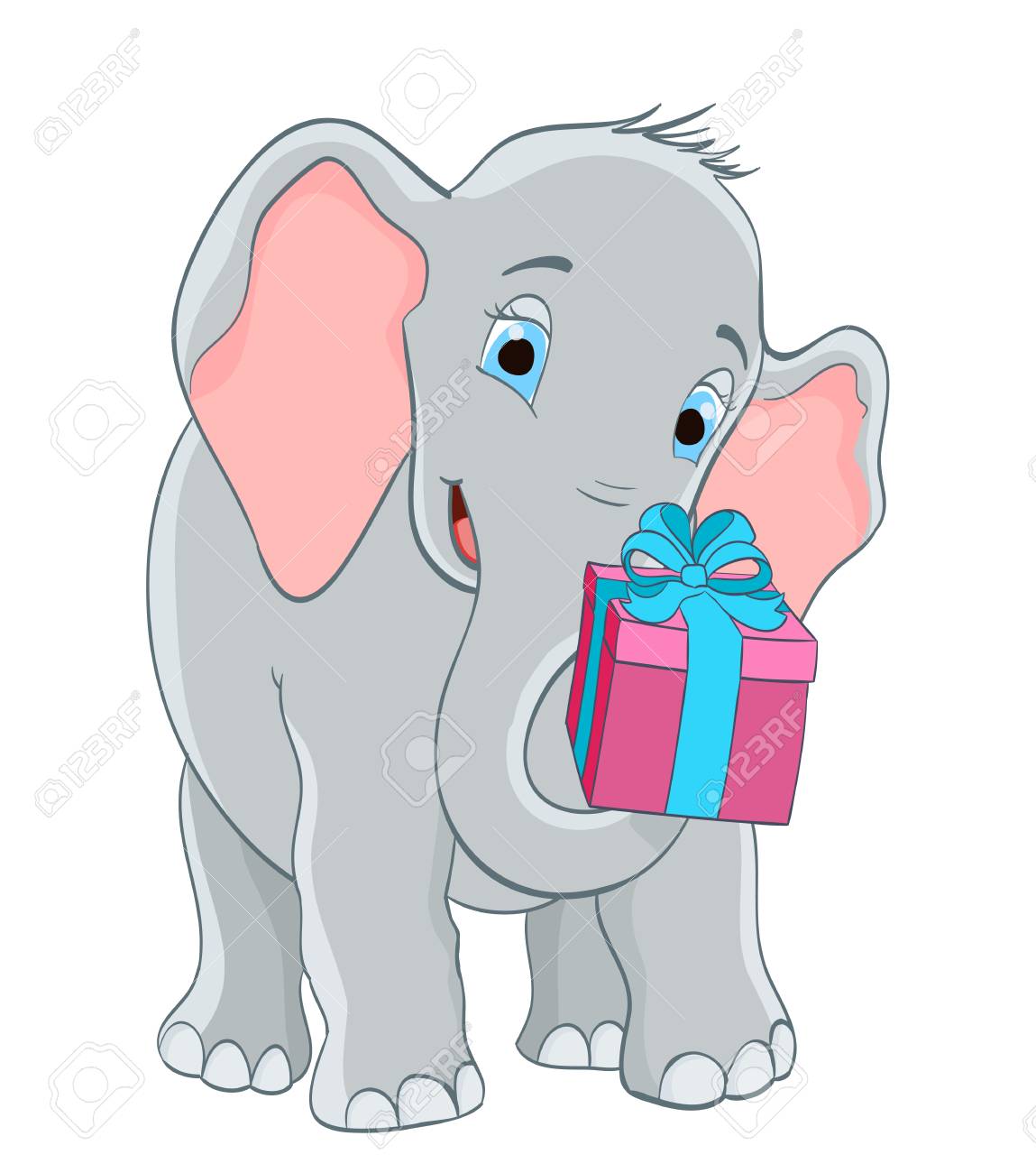 baby elephant with a gift. cartoon vector illustration - 52820584 baby elephant with a gift. cartoon vector illustration - 52820584